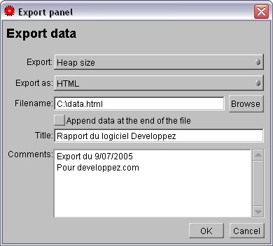 Fenêtre d'export